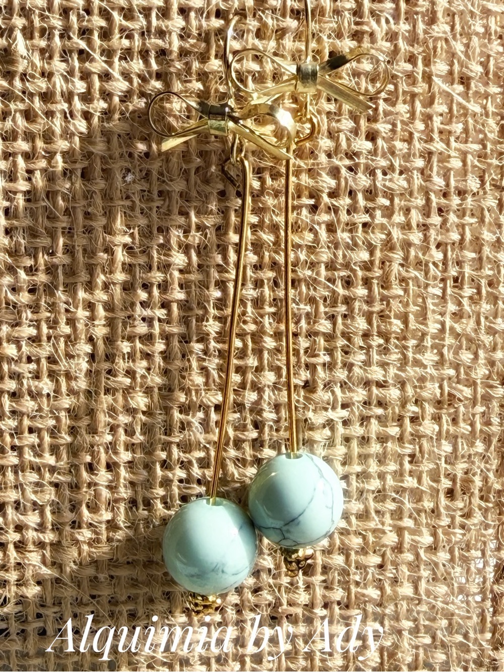 EUROPEAN VACATION Turquoise and Gold Wire-bow ribbon Earrings